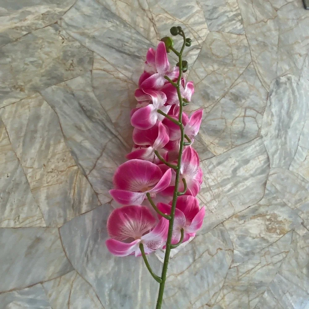 Fuchsia Pink Artificial Orchid Stem Realistic Silk Phalaenopsis Floral Decor